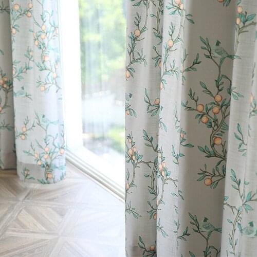 American Country Fresh Cotton and Linen Living Room Bedroom Pastoral Nordic Style Semi-blackout Curtains