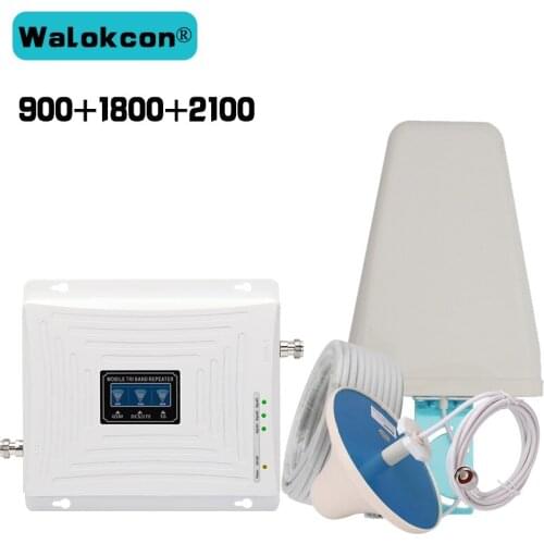 2G 3G 4G GSM 900 WCDMA 2100 LTE 1800 Tri Band Mobile Phone Signal Repeater GSM Signal Booster 3g 4g Amplifier 4G LTE Antenna Set