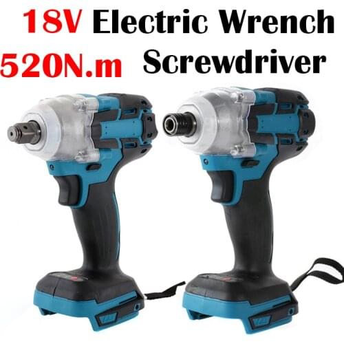 18V 520N.m Brushless Cordless Electric Impact Wrench Rechargeable Electric Screwdriver Power Tool LED Light For Makita Battery