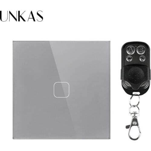UNKAS EU/UK Standard Gray Smart Home Wireless Remote Control Light Switch 1/2/3 gang RF433 Remote Control Wall Touch Switch