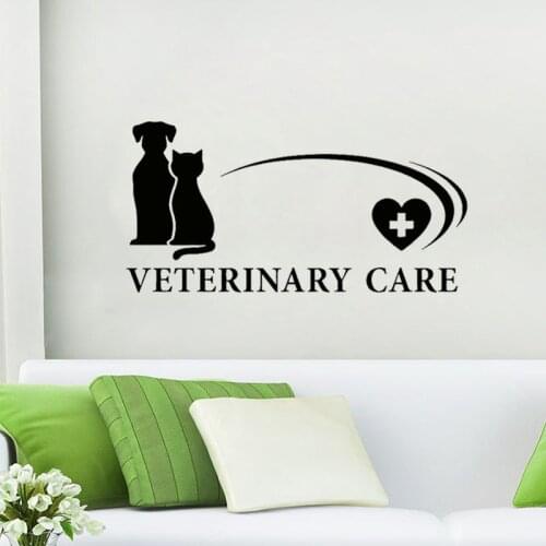 Veterinary Care Wall Decal Pets Shop Animals Hospitals Interior Decor Logo Door Window Vinyl Stickers Cat Dog Art Poster