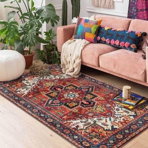 120x160 Retro Vintage Carpet Persian Carpet Living Room Bedroom Mat Anti-slip Area Carpet Absorbent Boho Carpet