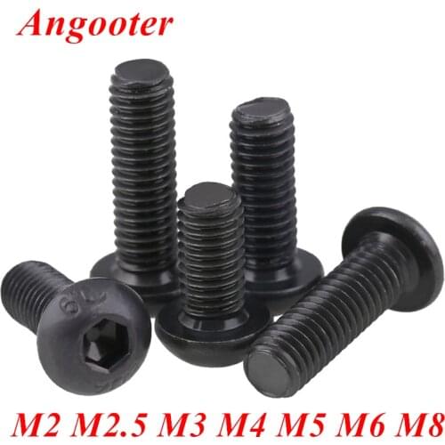 5-50pcs ISO7380 Black button head screw M2 M2.5 M3 M4 M5 M6 M8 Hexagon socket round head screws hex socket machine screw bolts