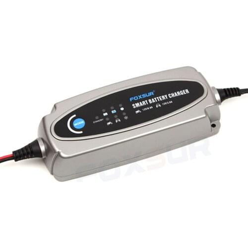 FOXSUR 12V 0.8A Motorcycle 12V 3.6A Car Lead Acid Battery Charger For SLA AGM GEL VRLA Mariner-50 smart battery charger