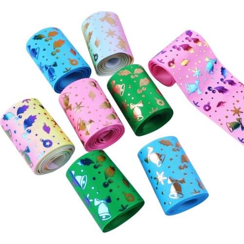 Gold Foil Silver Christmas Printed Grosgrain Ribbon For Gift Wrapping Home Decor Handmade Hair Bow Material DIY Craft,50Yc20994