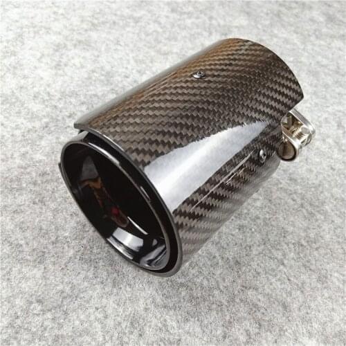 1 Piece Glossy Carbon Fiber Exhaust Pipe Muffler Tip For M2 M3 M4 M5 F87 F80 F82 F83 F90 Length 120MM Stainless Steel Nozzle