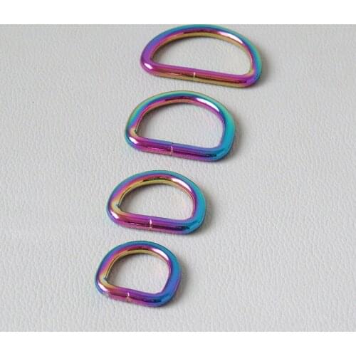 10Pcs/Pack Rainbow Metal Semiring D Ring Buckle Straps Belt Loop For Bag Backpack Dog Collar Leads Paracord Clasp DIY Accessory