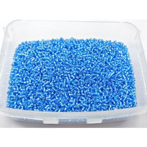 10000 Glass Seed Beads 1.5mm (12/0) silver lined Blue + Storage Box