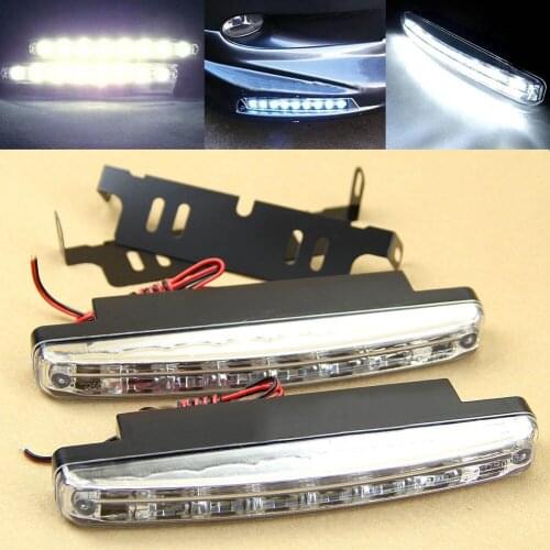 2pcs 8 LED Super Bright Car DRL Daytime Running Light Waterproof Daylight Bulb Head 6000K-7000K Lamp White Useful
