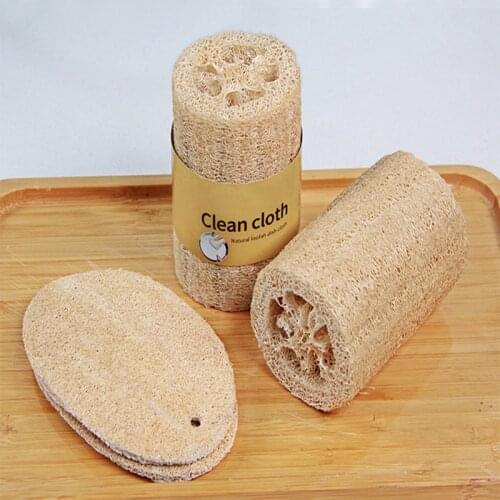 2pcs Natural Loofah Flesh Dish Towel, Bath Brush, Kitchen Dishwashing Cleaning Brush Non-stick Oil Pot Brush Cleaing Scrubber