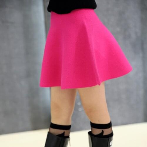 2018 New Korean Childrens Skirt Spring and Autumns Pure Color Girls Princess Knitted Skirt