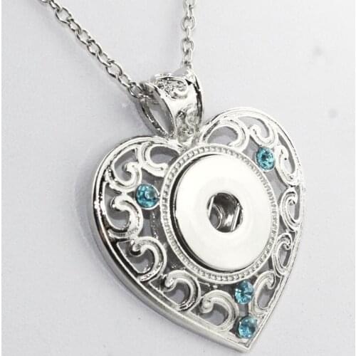 3 colors 2016 Newest Love Heart Pendants with crystals metal snap button jewelry for women NE231 (fit 18mm snaps) 031005