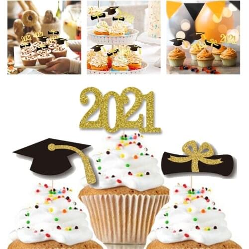 48Pcs Graduation Cupcake Toppers, 48 PCS Food Appetizer Picks For Graduation Party Mini Cake Decorations, Grad Cap Set
