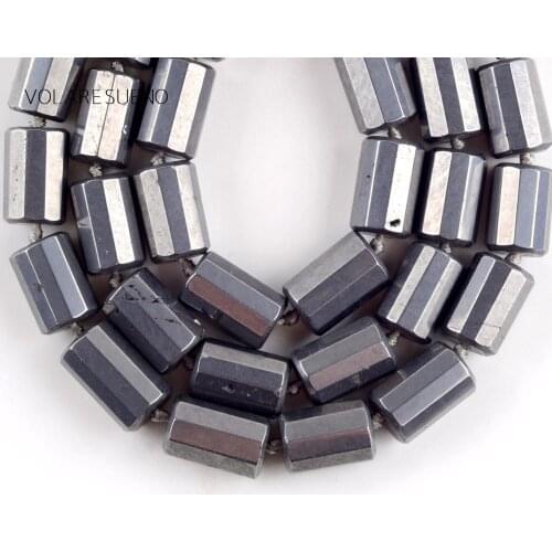 5*10mm Natural Stone Faceted Titanium Magnet Stone Column Beads Spacer Loose Beads For Jewelry Making Diy Bracelet Strand 15"