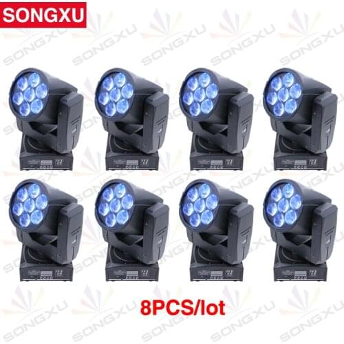 8pcs/lot 7x12W LED Moving Head Zoom Light RGBW 4IN1 Color Mixing DMX Light for DJ Nightclub Party Light /SX-MH0712Z