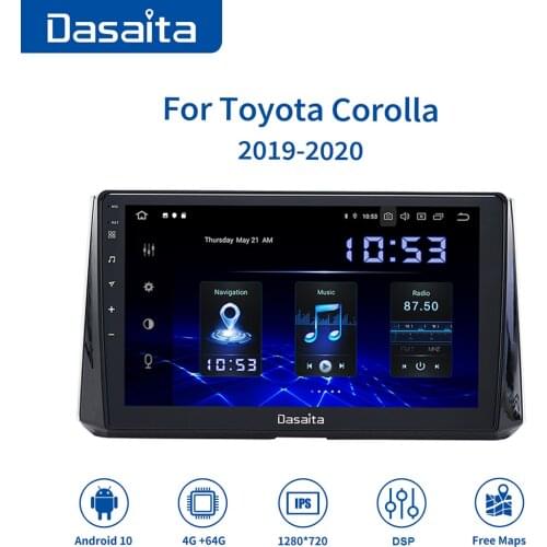 Dasaita 10.2" HD Screen Android 10.0 Car Radio for Toyota Corolla GPS 2019 Built in DSP Bluetooth 64GB RAM MAX10
