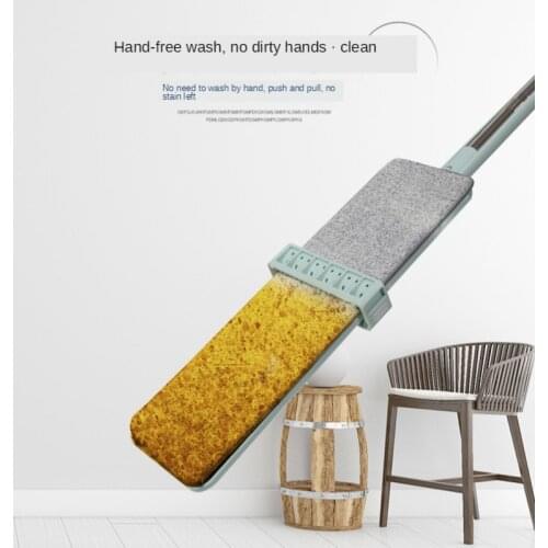 Free Flat Hand Squeeze Mop Washing Floor Cleaning Mop Microfiber Mop Pads Wet or Dry Usage Spin Mop Home House Office