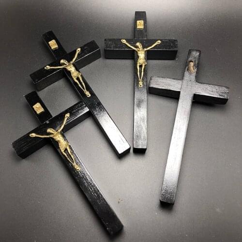 Blak wooden cross Catholic wall cross home decor Cruz madera jesus christ crucifix religious jewelry crucifijo de pared Crosses