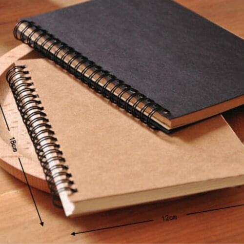 Retro Simple Coil Sketch Notebook Painting Notepad Kraft Paper Diary Blank&kraft Inner Pages Students Business Agenda 2021