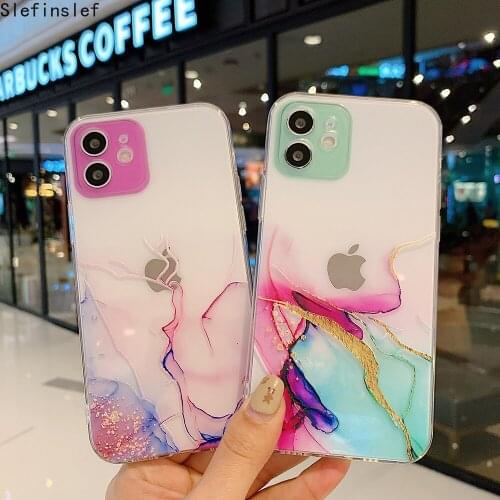 Watercolor Painting Phone Case for IPhone 12 11 Pro X XR Max Mini Clear Shockproof Cover for IPhone 8 7 Plus XS Max Coque Funda