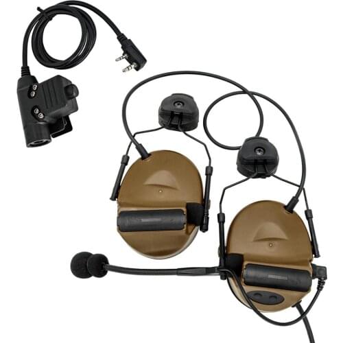 Electronic COMTAC II Helmet Bracket Headphones Noise Reduction Pickup Tactical Headphone,Shooting Hunting Protective Earmuffs DE