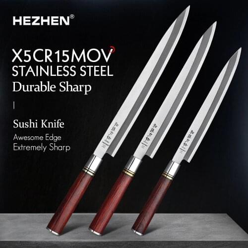 HEZHEN Sushi Kitchen Knife X5Cr15MoV Stainless Steel High Quality 240~300mm Japanese Gyuto Fish Filleting Knife Rosewood Handle