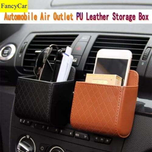 PU Leather Car Organizer Box Auto Air Outlet Storage Box Phone Holder Car Organiser Storage Bag Hanging Box For Car Accessories