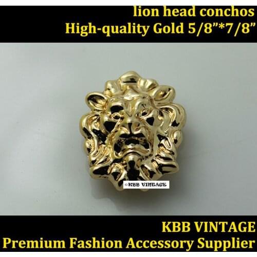 KBE04) Wholesale 50pc Small Lion-Head Concho Screwback Leathercraft Gold