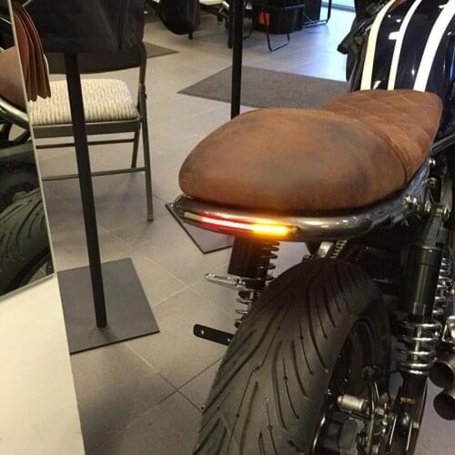 Motorcycle Strip Tail Brake Turn Signal License Plate Light for Bobber Cafe Racer ATV Red Amber Color Tail Brake Turn Light Bar
