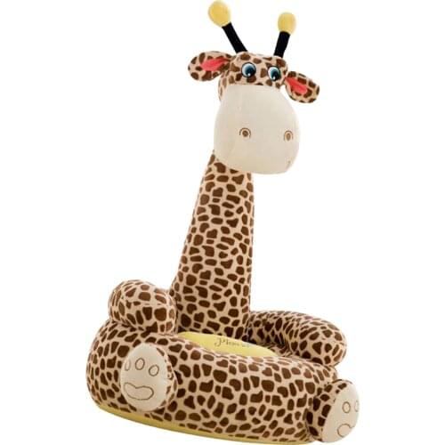 Cartoon Animal Kids Seat Sofa Cover Baby Chair Bean Bag Coffee Giraffe(Seat) Plush Toy Bean Bag Seat Sofa Cover