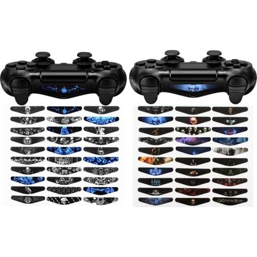 EXtremeRate 60 PCS Controller Led Light Bar Decal Stickers Skin for PS4 Pro Slim Controller