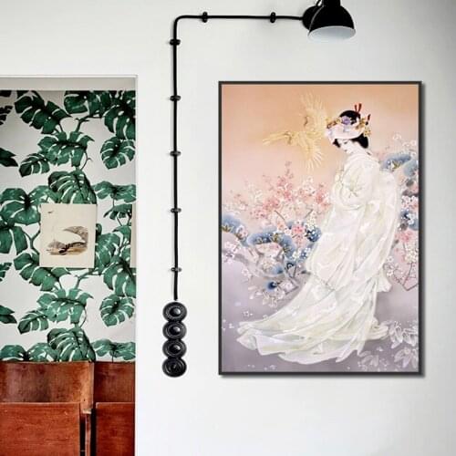 Wall Art Print Picture Classical Beauty Flower Crane Poster Leaflet Printed Canvas Painting Living Room Bedroom Home Decoration