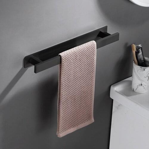 Stainless Steel Towel Rack Bathroom Wall Mounted Free Punch Towel Shelf Household Kitchen Towels Hanger Bathroom Accessories