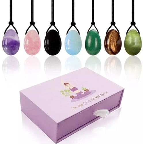 Natural Rose Quartz Gouache Yoni Egg Jade Eggs Women Kegel Exerciser Vaginal Muscles Tightening Ball Jade Massager Crystal Eggs