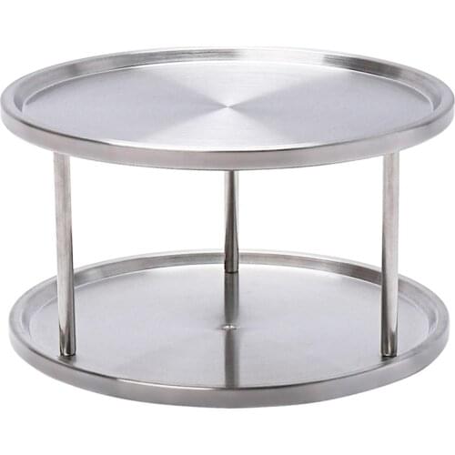 Stainless Steel Lazy Susan Turntable Revolving Swivel Kitchen Worktop Shelf Organizer Tabletop Stand Spice Rack