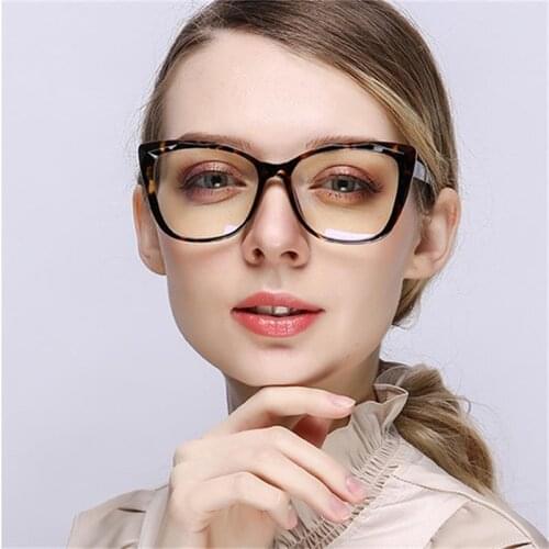 New Leopard Cat Eye Computer Glasses Optical Frame Womens Transparent Blue Light Glasses Filter Computer Radiation Glasses Red
