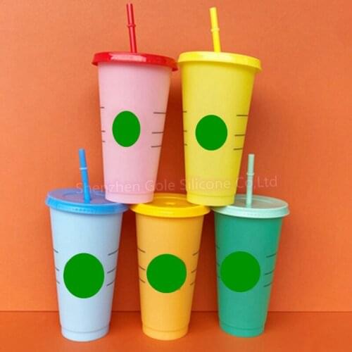 Wholesale for Dropshipper Friend 710ml/24oz Straw Cup With Logo With Lid Reusable Cups Plastic Tumbler Cold Coffee Mug