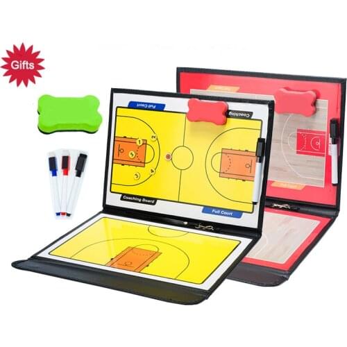 Portable Basketball Ball Tactical Board Foldable Magnetic Leather Basketball Coach Training Competition Erasable Tactics board