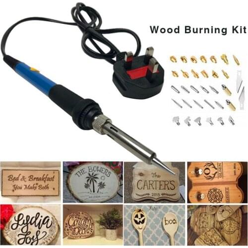 110V 220V 60W Adjustable Soldering Iron Carving Pyrography Tool Wood Embossing Burning Soldering Pen Set Welding Tips Kit