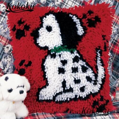 Handicraft needlework Crocheting Rug Yarn Patchwork Pillowcase dog pattern printing 3D latch hook kits cross stitch sets sale
