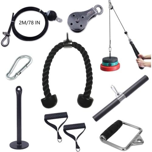 Fitness Home Gym Cable Machines Attachment Crossfit Bodybuilding Muscle Strength Training Workout Accessories Tricep Excercise