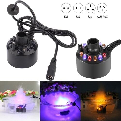 12 LED Ultrasonic Nebulizer Fish Tank Mist Maker Forger Atomizer Humidifier For Aquarium Decoration AU/EU/WS/UK Plug