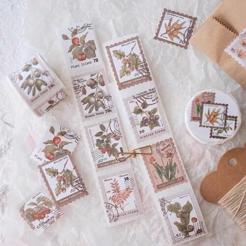 Vintage Plant Stamp Collection Washi Tape for Card Making Bullet Journal DIY Scrapbooking Decorative Sticker