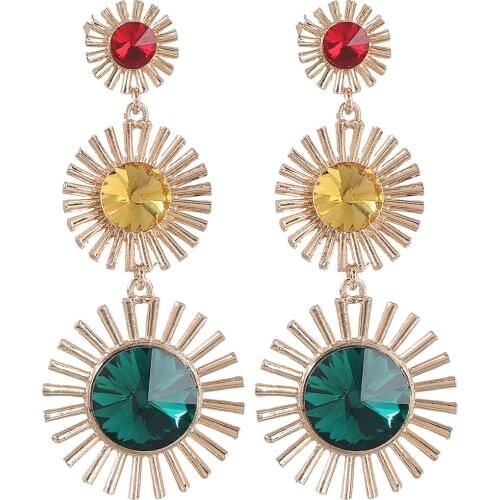 Perfect Quality Rhinestone Sunshine Style Dangle Earings For Women Fashion Jewelry Girls' Daily Collection Earrings Accessories