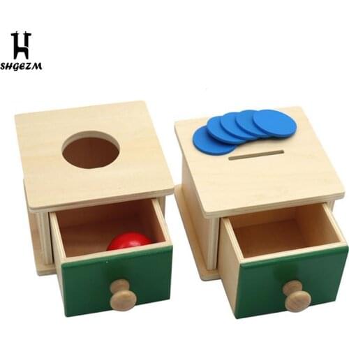Materials Match Box Ball Box Coin Box Piggy Bank Set Toy Montessori For Toddler Solid Wood Baby Basic Life Skill Toys