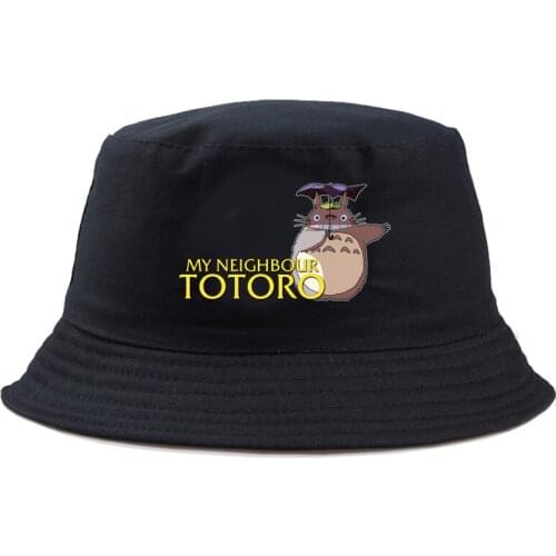 Anime Totoro print Bucket Hat men Cotton Fishing Hunting Cap Outdoor Beach Fisherman Panama Womens Bucket Hat