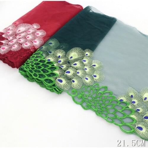 2Yards Exquisite Lace Trim High Quality Green Red Peacock Lace Fabric DIY Craft Sewing Doll Bra Dress Clothing Accessories