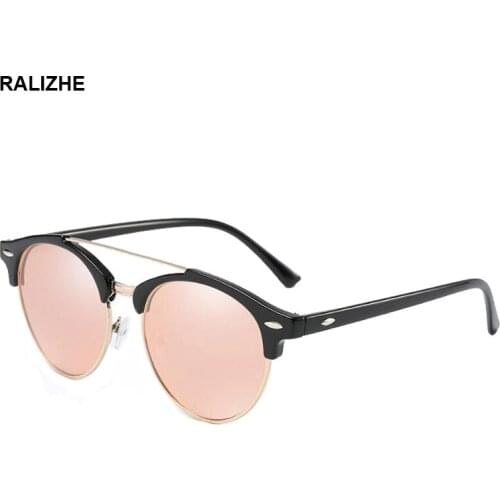 2019 Fashion Men Women Polarized Brand Designer Vintage Sunglasses Round Cat Eye Sun Glaseses For Male Female Pink Mirror Lenses