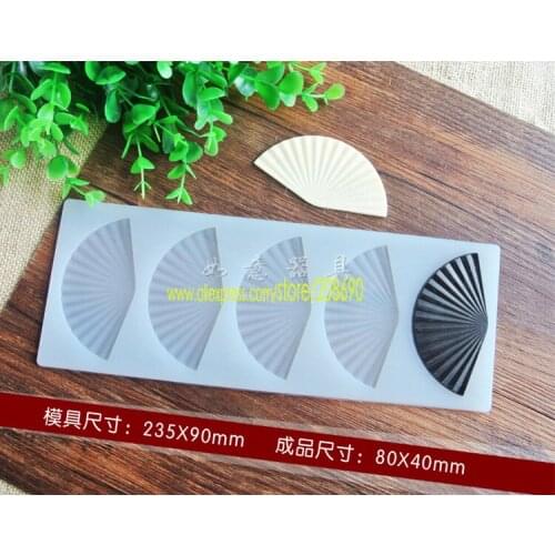 5 cavity fan shape silicon mold creative edible chocolate decorating for happy birthday cupcake fondant cake tools RY-006