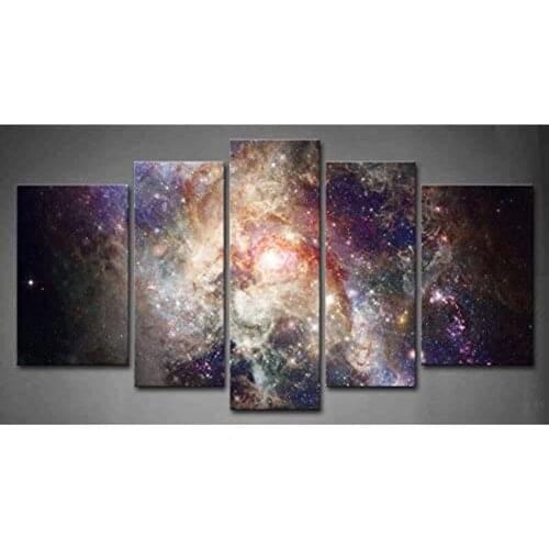 No Framed Canvas 5Pcs Star Field in Space and A Nebulae Wall Art Posters Picture Paintings Home Decor for Living Room Decoration